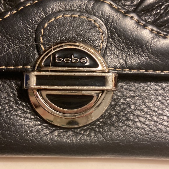 BEBE Black Genuine Leather Large Bifold Wallet - Picture 2 of 7